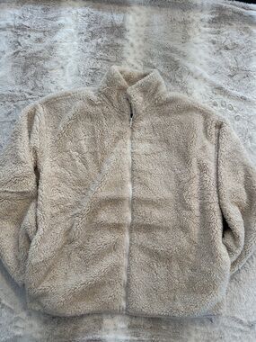 Victoria's Secret Plush Teddy Zip-Up Jacket in Beige